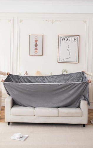 طقم غطاء كنب 4 قطع قطيفة محفور مقاوم للماء - بني