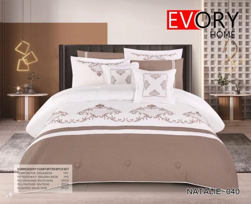 مفرش نتالي صيفي مطرز فاخر قياس نفرين 8 قطع