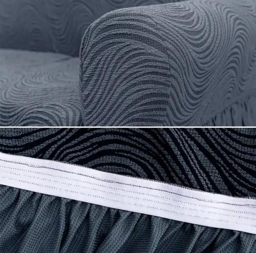 غطاء كنب زاوية حرف ال جكارد مقاوم للماء - بيج ذهبي