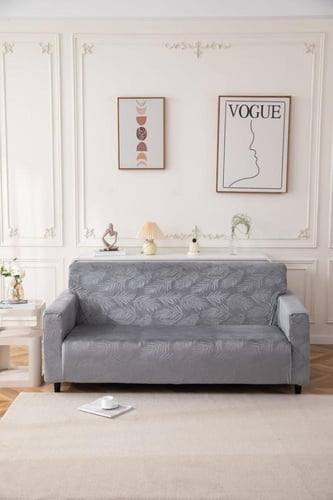 طقم غطاء كنب 4 قطع قطيفة محفور مقاوم للماء - بيج ذ...