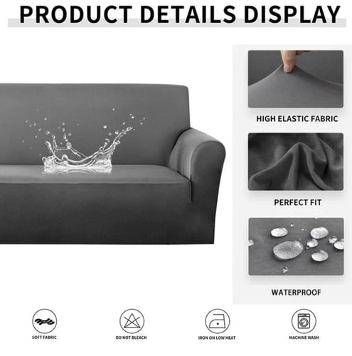 طقم غطاء كنب 4 قطع قطيفة محفور مقاوم للماء - لحمي