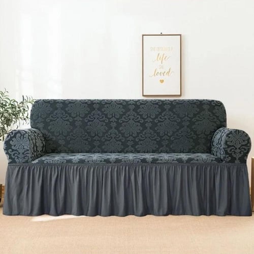 طقم غطاء الكنب 4 قطع قطيفة مشجر المزخرف - بني محرو...