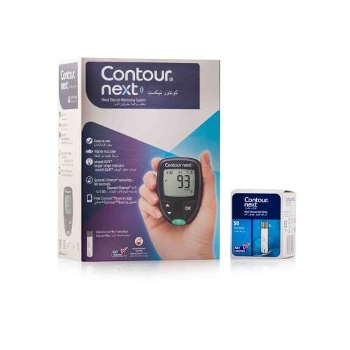 جهاز سكر كونتور نكست مع علبة شرائط فحص contour nex...