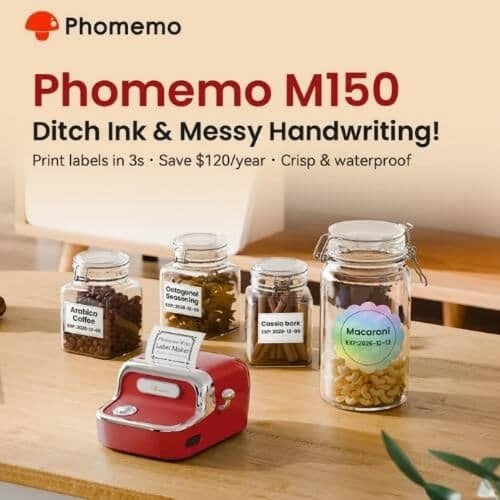 طابعة ملصقات حرارية لا سلكية من Phomemo اصدار M150...