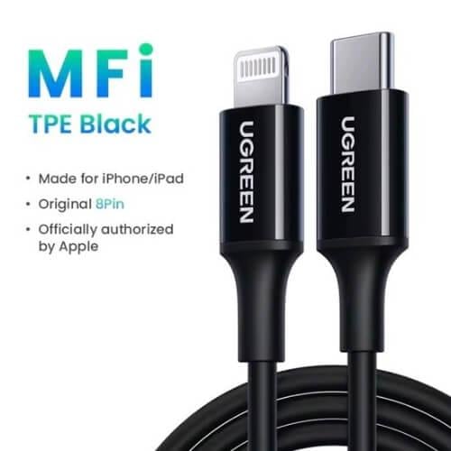 كيبل يوجرين معتمد من أبل (MFi) من USB-C إلى لايتني...