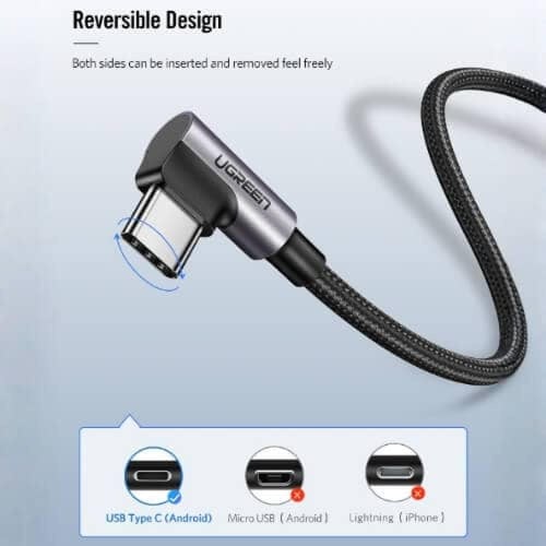 كابل Ugreen USB-C بطول نصف متر وزاوية 90 درجة - ال...