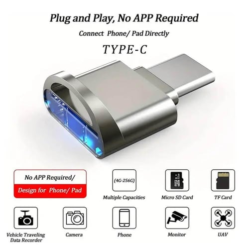 قارئ بطاقة ذاكرة micro sd إلى محول بمنفذ type c لو...