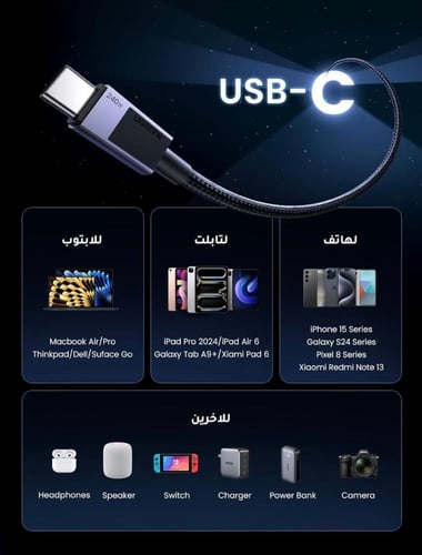 الأصلي كيبل 240 واط من UGREEN كيبل شحن فائق للابتو...