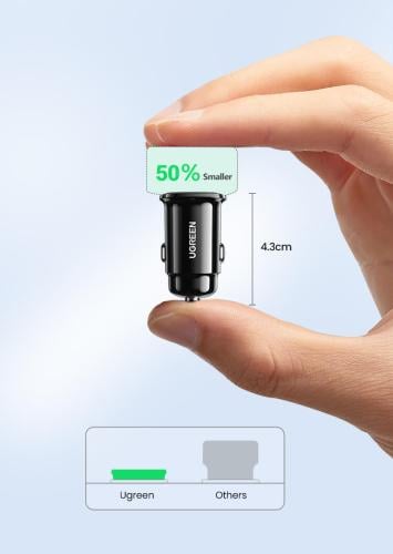 شاحن سيارة من UGREEN بمنفذين وقوة 30 واط