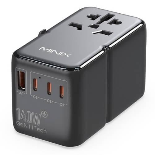 محول دولي فيش سفر عالمي MINIX (GaN) | قوة 140 واط،...