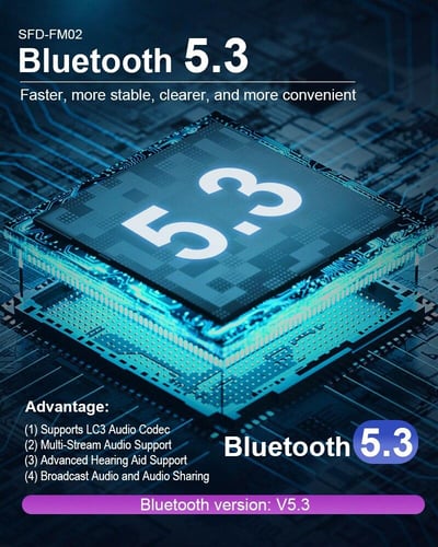 جهاز ارسال واستقبال لاسلكي بلوتوث 5.3 للسيارة، محو...