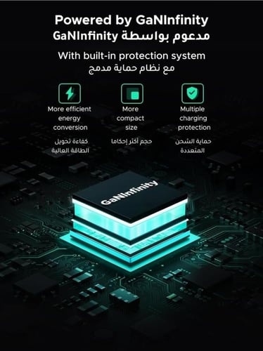 شاحن Ugreen GaN 200 واط بأربعة منافذ، شحن فائق للا...
