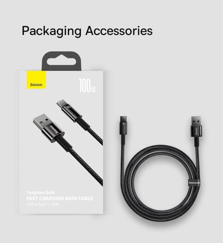 كيبل شحن سريع جدا 100 واط بمنفذ USB A إلى type c ل...