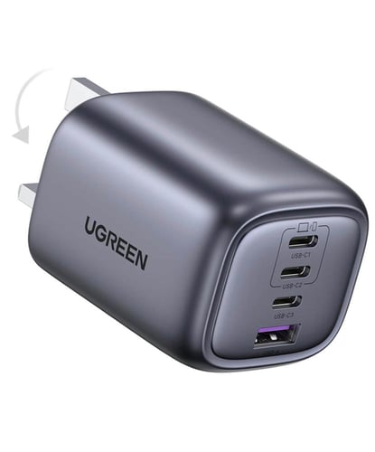 شاحن جداري من UGREEN سريع بقدرة 65 واط بثلاث منافذ...