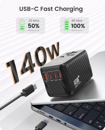 محول فيش سفر عالمي بقدرة 140 واط