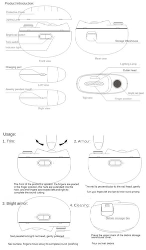 مطحنة أظافر أوتوماتيكية، قصاصة كهربائية، قص وتلميع...