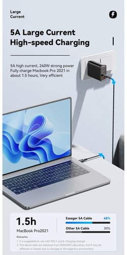 كيبل 240 واط من Essager سريع جدا شحن مثالي للابتوب...