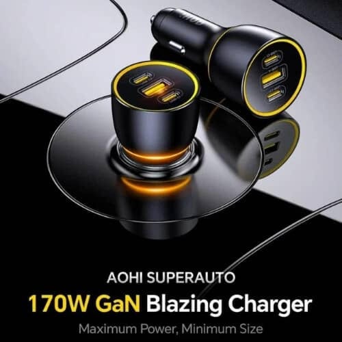 أقوى شاحن سيارة من AOHI سريع جدا بقدرة 170 واط وبث...