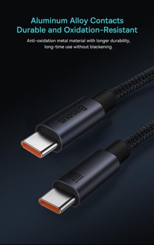 كيبل 100 واط سريع type c من الجهتين من شركة بيسوس...