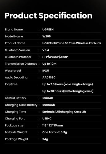 سماعة أذن UGREEN إصدار HiTune S3 مفتوحة بمشبك تدوم...
