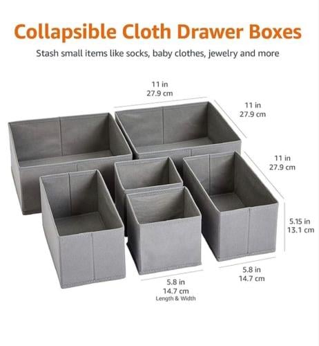 مجموعة علب قماشية لتنظيم التخزين في الأدراج والأرف...