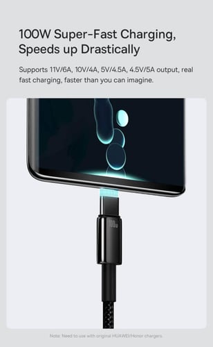 كيبل شحن سريع جدا 100 واط بمنفذ USB A إلى type c ل...