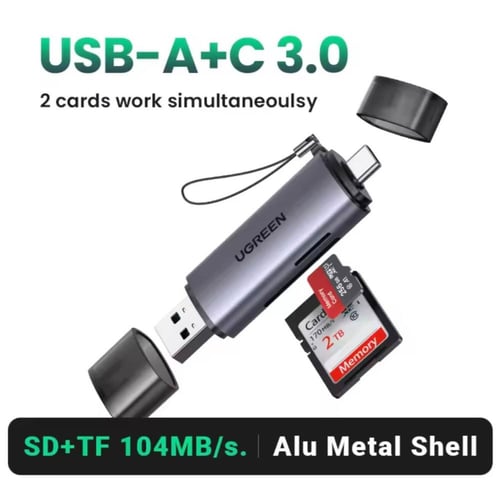 يوجرين قارئ بطاقات SD بمنفذ USB 3.0/USB C OTG ومحو...