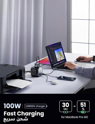 منصة شحن سريعة جدا بقدرة 100 واط من UGREEN ستة في...