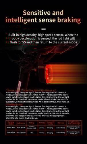 ضوء نور خلفي للدراجة الهوائية بخصائص مميزة