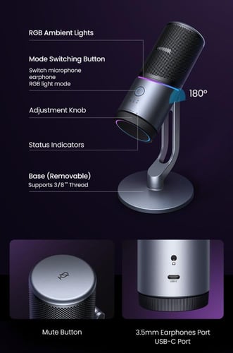 مايك Ugreen USB Desktop Microphone CM769 - جودة صو...