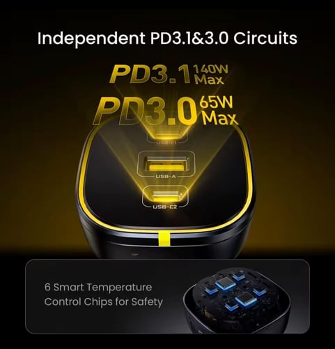 شاحن سيارة من AOHI سريع جدا بقدرة 165 واط وبثلاث م...