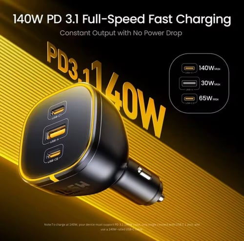 شاحن سيارة من AOHI سريع جدا بقدرة 165 واط وبثلاث م...