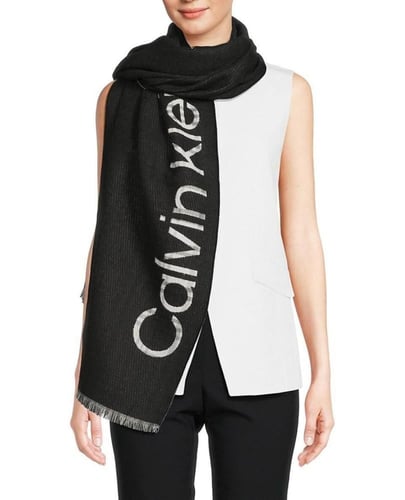 Calvin Klein - وشاح بجهتين أسود