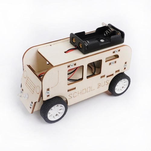 لعبة باص مدرسي خشبي - نموذج STEM تعليمي - مشروع مم...