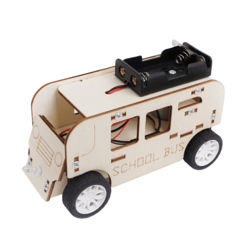 لعبة باص مدرسي خشبي - نموذج STEM تعليمي - مشروع مم...