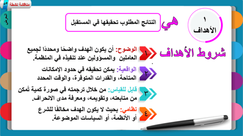 3) عناصر الخطة