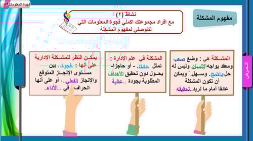 1) المشكلة(المفهوم و الأنواع)