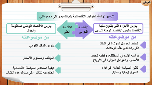 2) الاقتصاد الجزئي و الاقتصاد الكلي