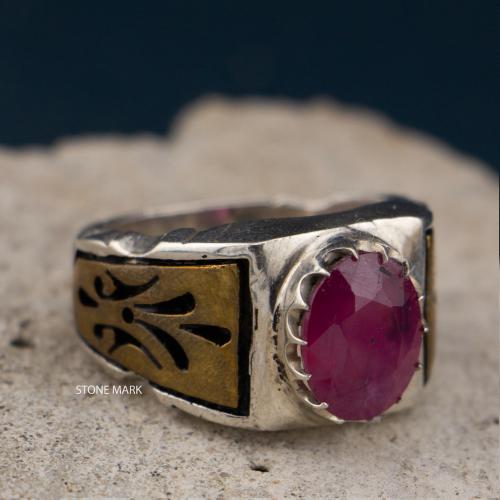 خاتم بحجر ياقوت (معالج) صياغة بدهام