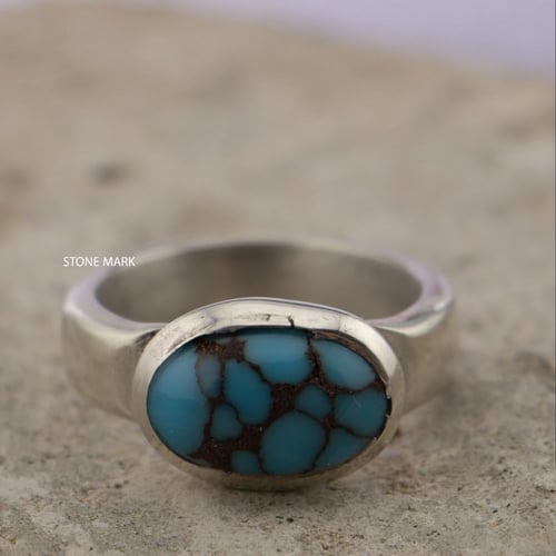خاتم ملكي فيروز نيشابوري شبكي - Men silver 925 rin...