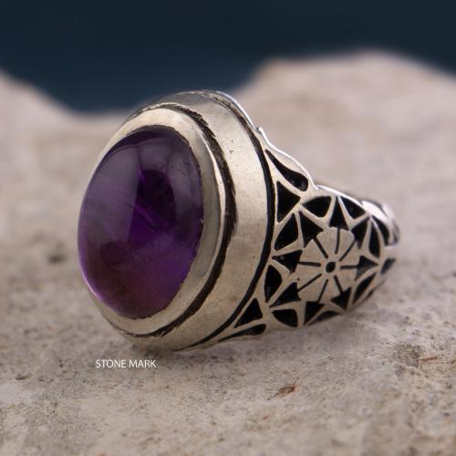 خاتم بحجر اماتيست (جمشت) صياغة يمني