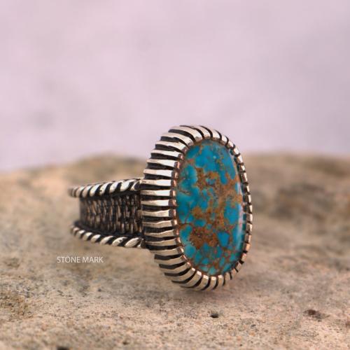 خاتم ملكي بحجر فيروز نيشابوري صياغة الوليف