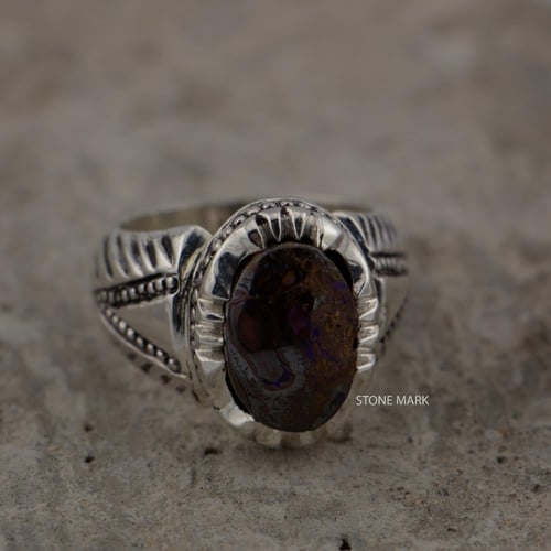 خاتم حجر بولدر أوبال بصياغة العمدة AM