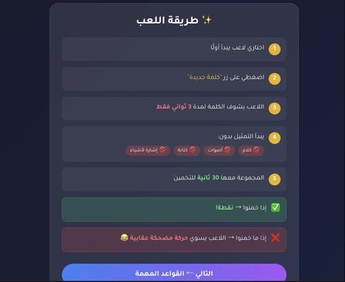 لعبة التمثيل بدون الكلام