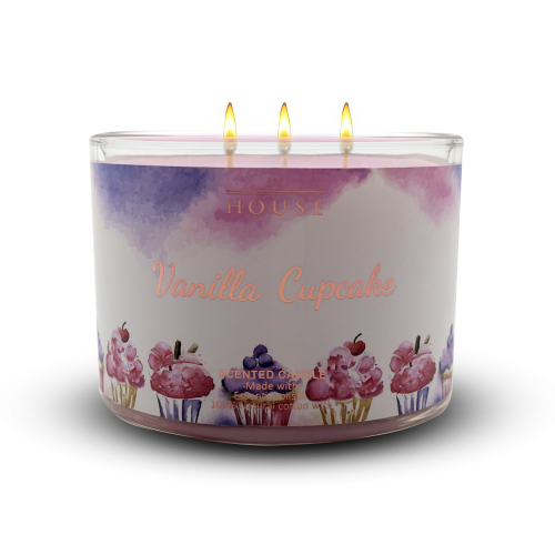 شمعة معطرة فانيلا الكب كيك 3 فتلات