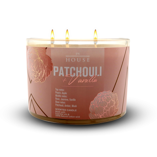 شمعة معطرة باتشولي اند فانيلا 3 فتلات