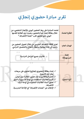 بطاقة نجمة الانضباط | مبادرة “حضوري إنجازي” التحفي...