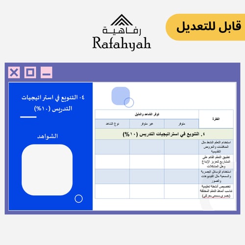 سجل شواهد الأداء الوظيفي رسمي أزرق