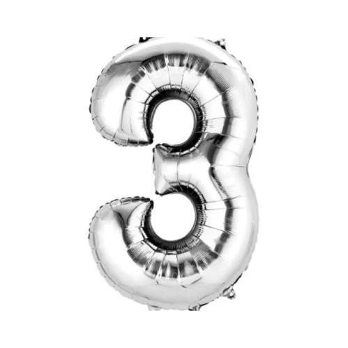 بالون رقم 3 فضي