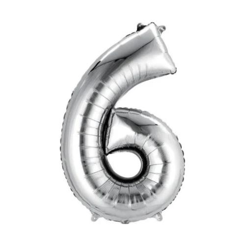بالون رقم 6 فضي